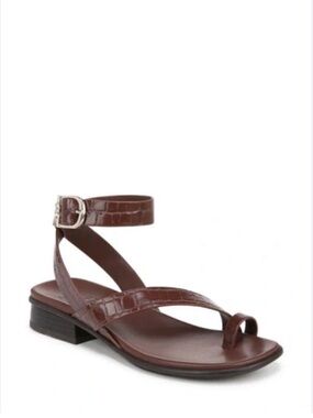 NWOB Naturalizer Birch Croc-Embossed Ankle-Strap Sandals in Cappuccino Size 9.5M